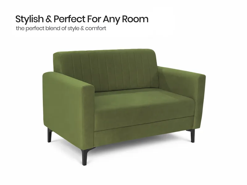 Tulip Upholstered 2 Seater Sofa in Olive Color